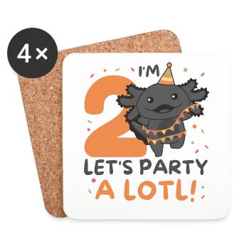 2nd birthday axolotl two years old sweet axolotls - Coasters (set of 4) - white - Front