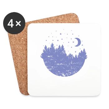 Camping ball with night sky holiday - Coasters (set of 4) - white - Front