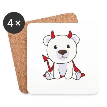 Polar Bear Halloween Cute Devil Children Witches Costume - Coasters (set of 4) - white - Front
