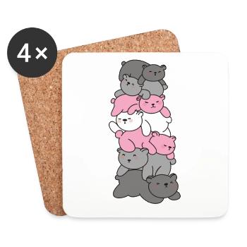 Demigirl Flag Pride LGBTQ Mignon Bear Bunch - Dessous de verre (lot de 4) - blanc - Devant