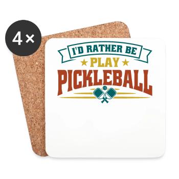 Je préfère jouer au pickleball - Dessous de verre (lot de 4) - blanc - Devant