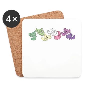 genderfae Flag Pride LGBTQ Axolotl - Dessous de verre (lot de 4) - blanc - Devant