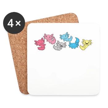 Genderflux Flag Pride LGBTQ Axolotl - Dessous de verre (lot de 4) - blanc - Devant