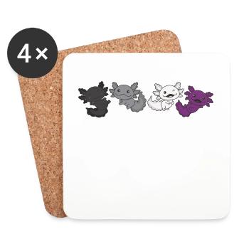 Drapeau asexué Fierté LGBTQ Axolotl - Dessous de verre (lot de 4) - blanc - Devant
