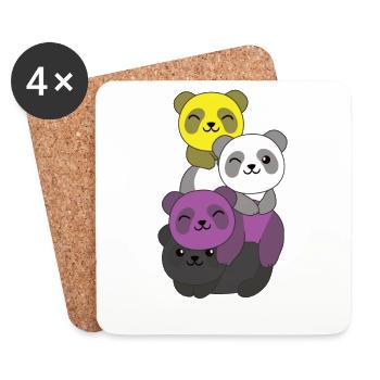 Nonbinary Flag Pride LGBTQ Cute Panda Bunch - Coasters (set of 4) - white - Front