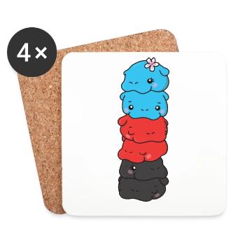 Polyamory Flag Pride LGBTQ Cute Hippo - Coasters (set of 4) - white - Front