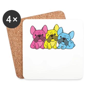 Pansexuell Flag French Bulldog Pride LGBTQ Hunde - Untersetzer (4er-Set) - Weiß - Vorne