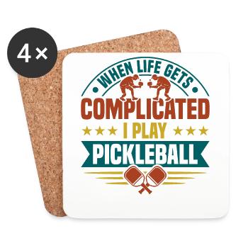 When life gets complicated i play pickleball - Coasters (set of 4) - white - Front
