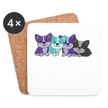 drapeau alexigenre corgi pride LGBTQ mignons chiens - Dessous de verre (lot de 4) - blanc - Devant