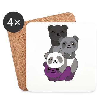 Asexual Flag Pride LGBTQ Cute Panda Bunch - Coasters (set of 4) - white - Front