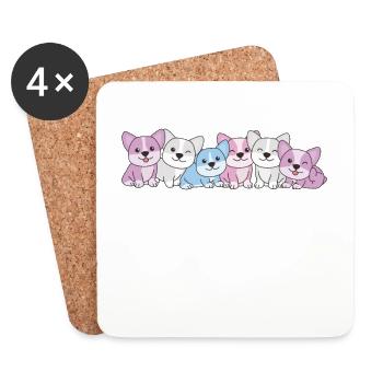 Intersexe Flag Corgi Pride LGBTQ Mignons Chiens - Dessous de verre (lot de 4) - blanc - Devant