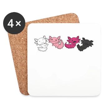 Transfem Drapeau Pride LGBTQ Axolotl - Dessous de verre (lot de 4) - blanc - Devant