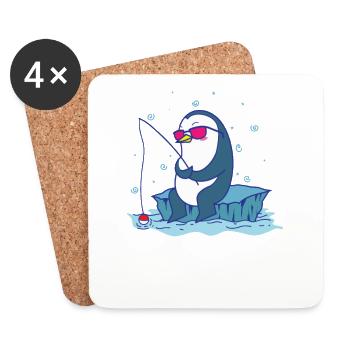 Pinguin am Angeln Antarktis Vogel Tier - Untersetzer (4er-Set) - Weiß - Vorne