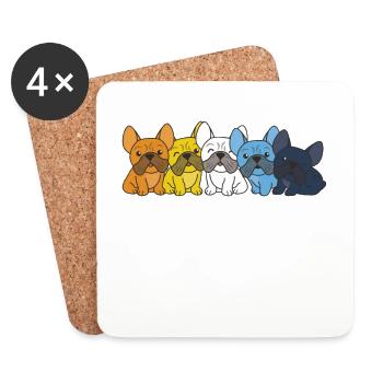aroace Flag French Bulldog Pride LGBTQ dogs - Coasters (set of 4) - white - Front