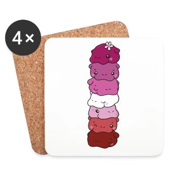 Lipstick Lesbische Flagge Pride LGBTQ süße Hippo - Untersetzer (4er-Set) - Weiß - Vorne