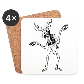 Cryptidcore Aesthetic Wendigo Skeleton Cryptid - Coasters (set of 4) - white - Front