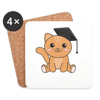 Kids Kindergarten nailed it Katze Graduation - Untersetzer (4er-Set) - Weiß - Vorne