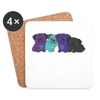 alexigender flag carlin pride LGBTQ mignons chiens - Dessous de verre (lot de 4) - blanc - Devant