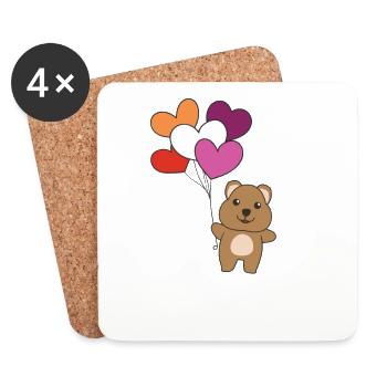 Lesbische Flagge Ballon Herzen Pride LGBTQ Quokka - Untersetzer (4er-Set) - Weiß - Vorne