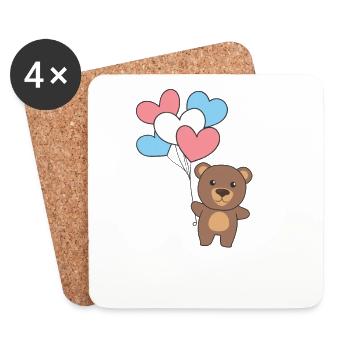 Transgender Flag Balloon Hearts Pride LGBTQ Bear - Coasters (set of 4) - white - Front