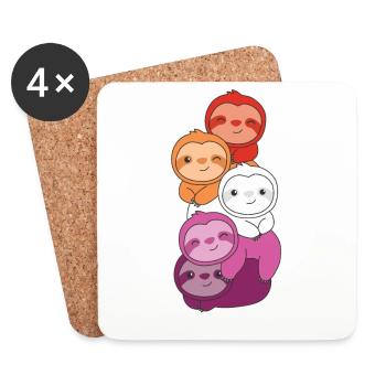 Lesbian Flag Pride LGBTQ Cute Sloth Bunch - Dessous de verre (lot de 4) - blanc - Devant
