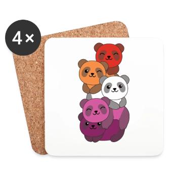Lesbian Flag Pride LGBTQ Cute Panda Bunch - Dessous de verre (lot de 4) - blanc - Devant
