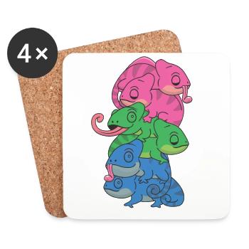 Polysexual Flag Pride LGBTQ Chameleon Bunch - Coasters (set of 4) - white - Front