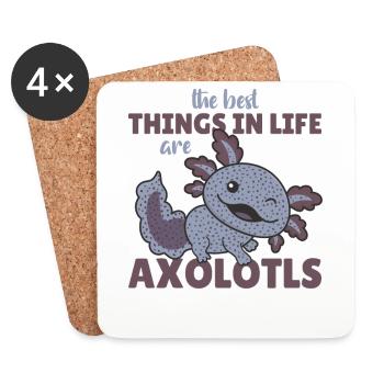 the best things in life are Axolotls süße Axololt - Coasters (set of 4) - white - Front