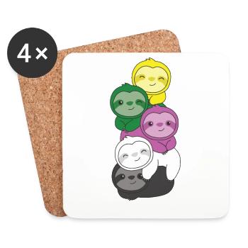 Ceterosexual Flag Pride LGBTQ Sloth Bunch - Coasters (set of 4) - white - Front