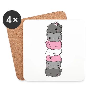 Demigirl Drapeau Pride LGBTQ Hippopotame mignon - Dessous de verre (lot de 4) - blanc - Devant