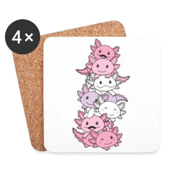pomosexuel Drapeau Juin Pride LGBTQ Axolotl - Dessous de verre (lot de 4) - blanc - Devant