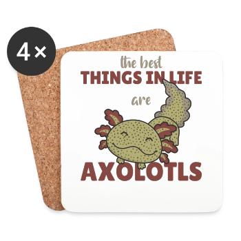 the best things in life are Axolotls süße Axololt - Coasters (set of 4) - white - Front