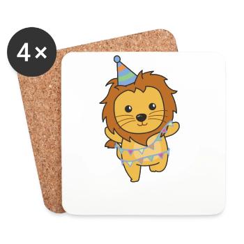 Lion pour anniversaire un cadeau pour les enfants - Dessous de verre (lot de 4) - blanc - Devant