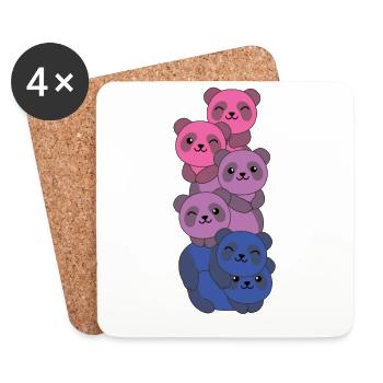 Bi Flag Pride LGBTQ Mignon Panda Bunch - Dessous de verre (lot de 4) - blanc - Devant