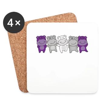 graysexuell Flag Pride LGBTQ süße Hippo - Untersetzer (4er-Set) - Weiß - Vorne