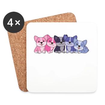 Drapeau omnisexuel Corgi Pride LGBTQ Mignons Chiens - Dessous de verre (lot de 4) - blanc - Devant