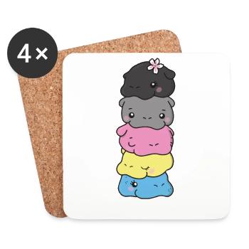 polygender flag pride LGBTQ cute hippo - Coasters (set of 4) - white - Front