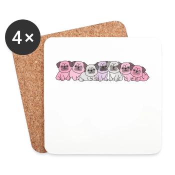 pomosdrapeau carlin carlin fierté LGBTQ chiens mignons - Dessous de verre (lot de 4) - blanc - Devant