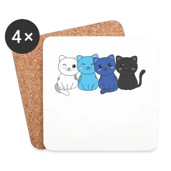 transmasc Flag Pride LGBTQ Cute Cat Bunch - Coasters (set of 4) - white - Front