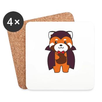 Red Panda Halloween Mignon Devil Vampire Costume - Dessous de verre (lot de 4) - blanc - Devant