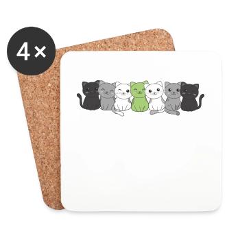 Agender Flag Non Binary Pride LGBTQ süße Katze - Untersetzer (4er-Set) - Weiß - Vorne