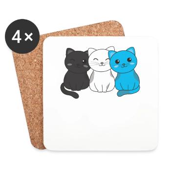 mascic flag pride LGBTQ cute cat pile - Coasters (set of 4) - white - Front