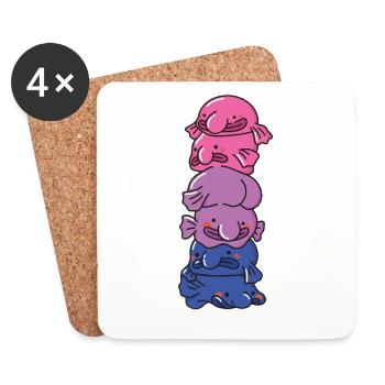 Bi Flag Gay Pride LGBTQ Blobfish - Coasters (set of 4) - white - Front