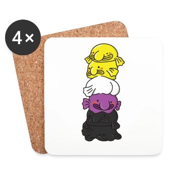 Nonbinary Flag Non Binary Pride LGBTQ Blobfisch - Untersetzer (4er-Set) - Weiß - Vorne