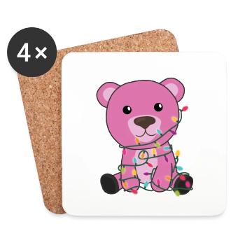 Ours colorés Joyeux Noël Animaux d’hiver Ours - Dessous de verre (lot de 4) - blanc - Devant