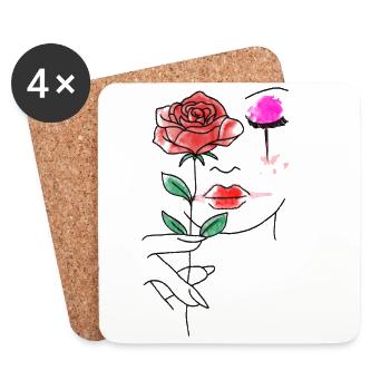 Clowncore Aesthetic Red Rose - Coasters (set of 4) - white - Front