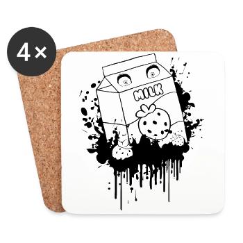 Finnish Goth Aesthetic Gothic Strawberry Milk Drip - Coasters (set of 4) - white - Front