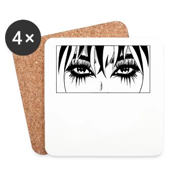 Finnish Goth Aesthetic Gothic Anime Girl Eyes - Coasters (set of 4) - white - Front