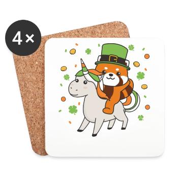 Roter Panda mit Einhorn St. Patricks Day Irland - Untersetzer (4er-Set) - Weiß - Vorne