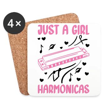 Juste une fille qui aime l’harmonica Mundh - Dessous de verre (lot de 4) - blanc - Devant